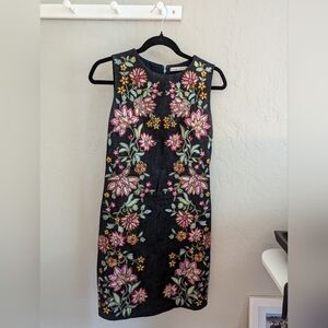 Alice + Olivia embroidered denim mini dress, size 8